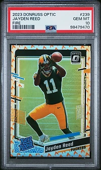 2023 Panini Donruss Optic 239 Jayden Reed Fire PSA 10