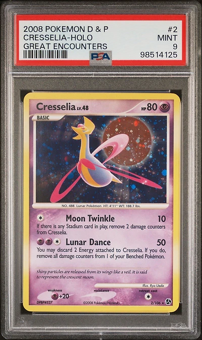 2008 Pokemon Diamond & Pearl Great Encounters 2 Cresselia-holo PSA 9