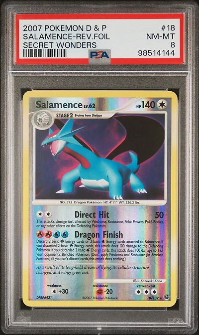 2007 Pokemon Diamond & Pearl Secret Wonders 18 Salamence-reverse Foil PSA 8