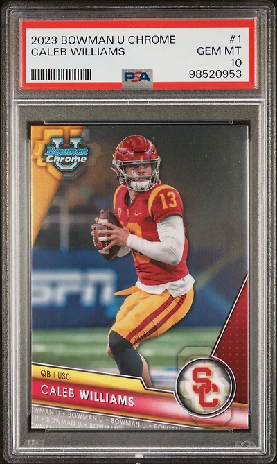 2023 Bowman University Chrome 1 Caleb Williams PSA 10