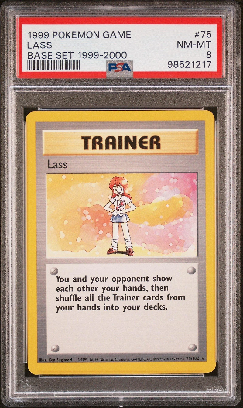 1999 Pokemon Game 75 Lass Base Set 1999-2000 PSA 8