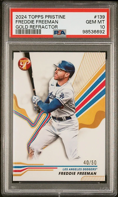 2024 Topps Pristine 139 Freddie Freeman Gold Refractor PSA 10