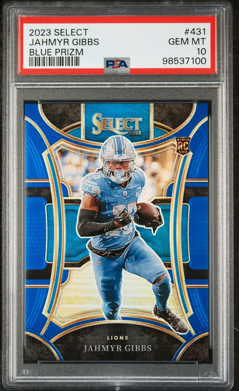 2023 Panini Select 431 Jahmyr Gibbs Blue Prizm PSA 10