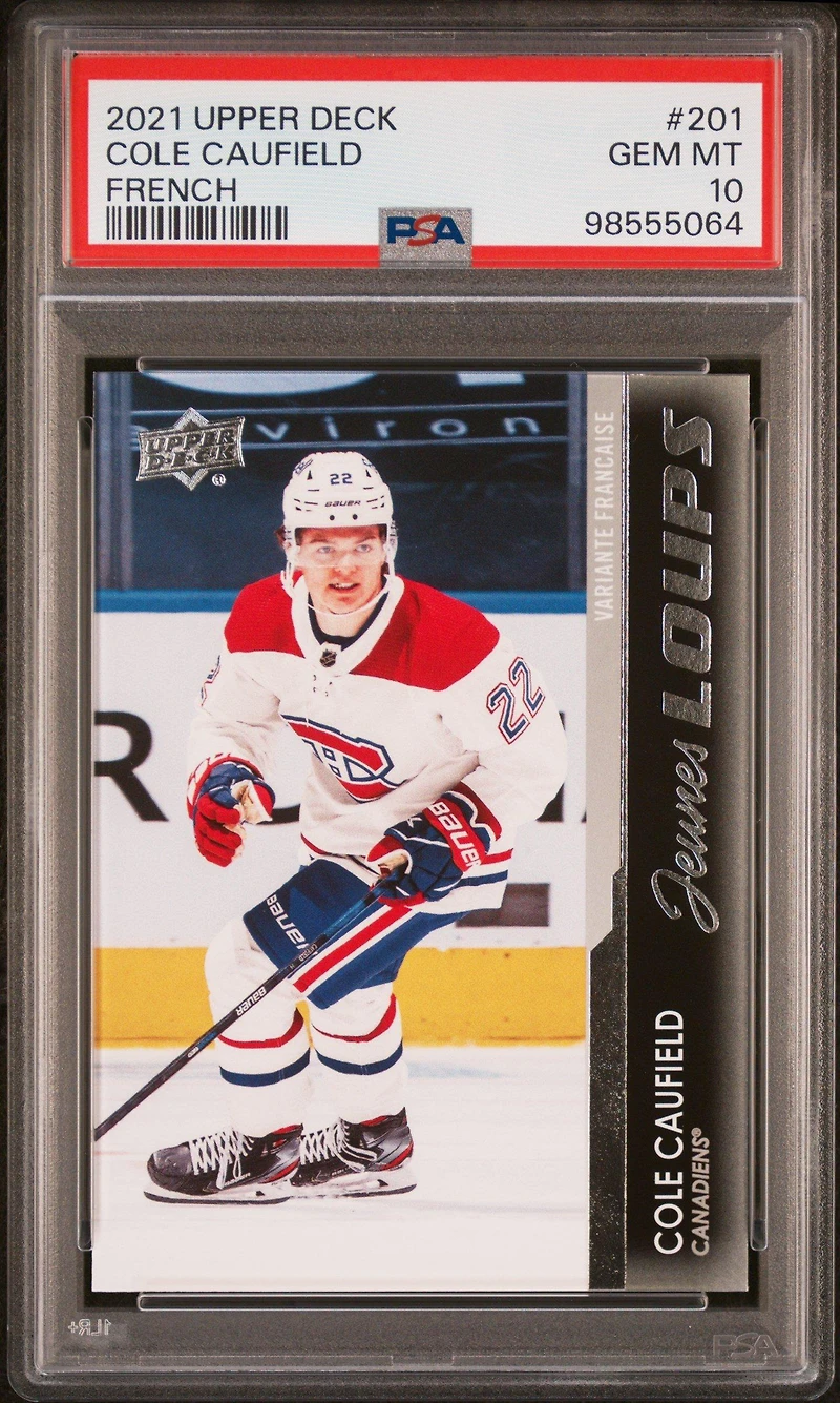 2021-2022 Upper Deck 201 Cole Caufield French PSA 10