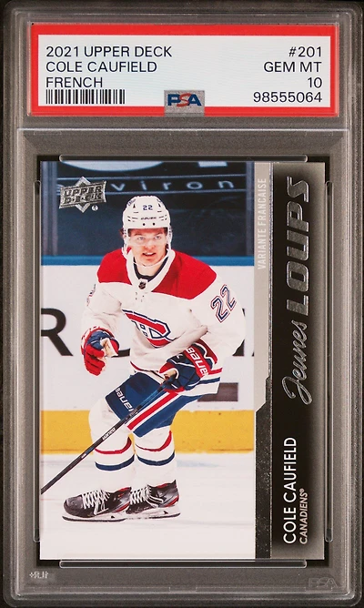2021-2022 Upper Deck 201 Cole Caufield French PSA 10