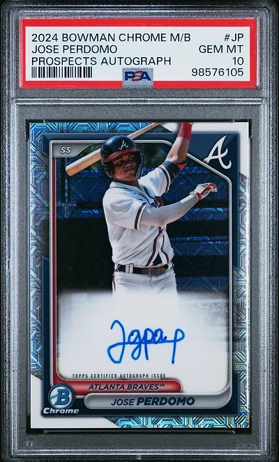 2024 Bowman Mega Box Chrome Bowman Prospect Mega Autographs Jp Jose Perdomo PSA 10