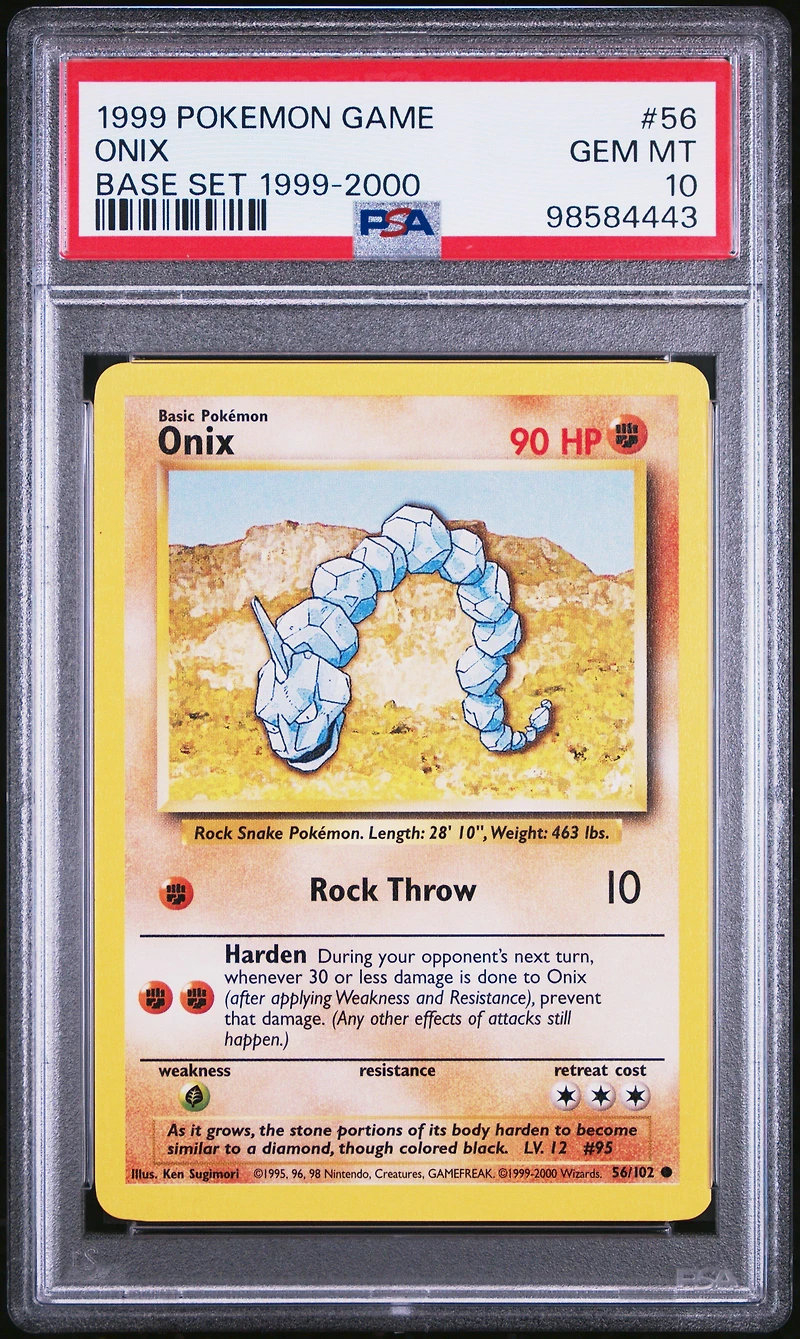 1999 Pokemon Game 56 Onix Base Set 1999-2000 PSA