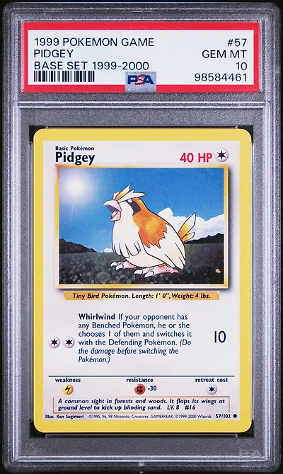 1999 Pokemon Game 57 Pidgey Base Set 1999-2000 PSA