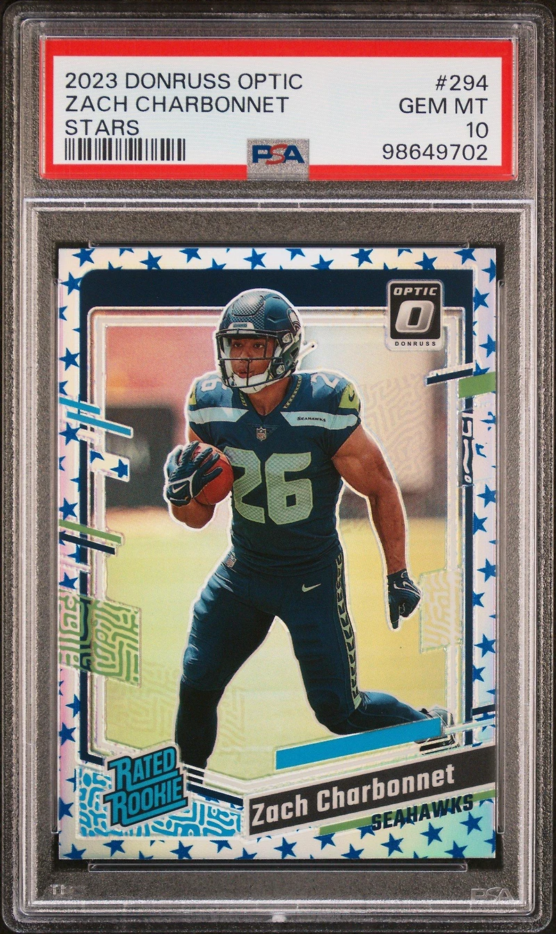2023 Panini Donruss Optic 294 Zach Charbonnet Stars PSA 10