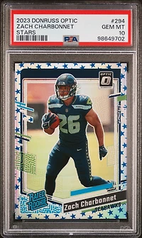 2023 Panini Donruss Optic 294 Zach Charbonnet Stars PSA 10