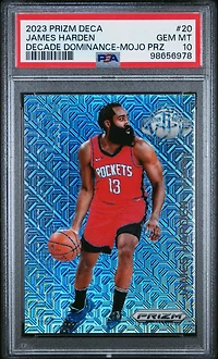2023 Panini Prizm Deca Decade Dominance 20 James Harden Mojo Prizm PSA 10