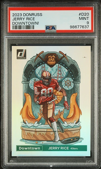 2023 Panini Donruss Downtown! D20 Jerry Rice PSA 9