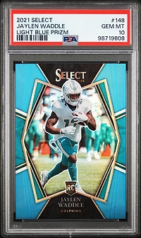 2021 Panini Select 148 Jaylen Waddle Light Blue Prizm PSA 10