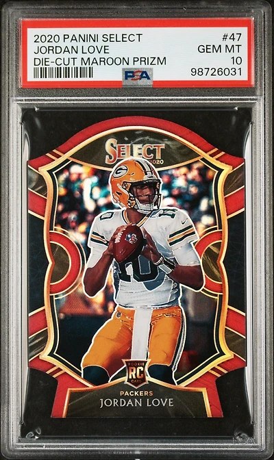 2020 Panini Select 47 Jordan Love Die-cut Maroon Prizm PSA 10