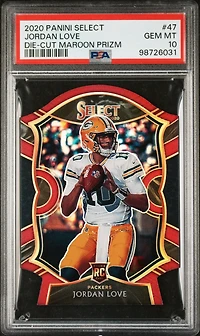 2020 Panini Select 47 Jordan Love Die-cut Maroon Prizm PSA 10