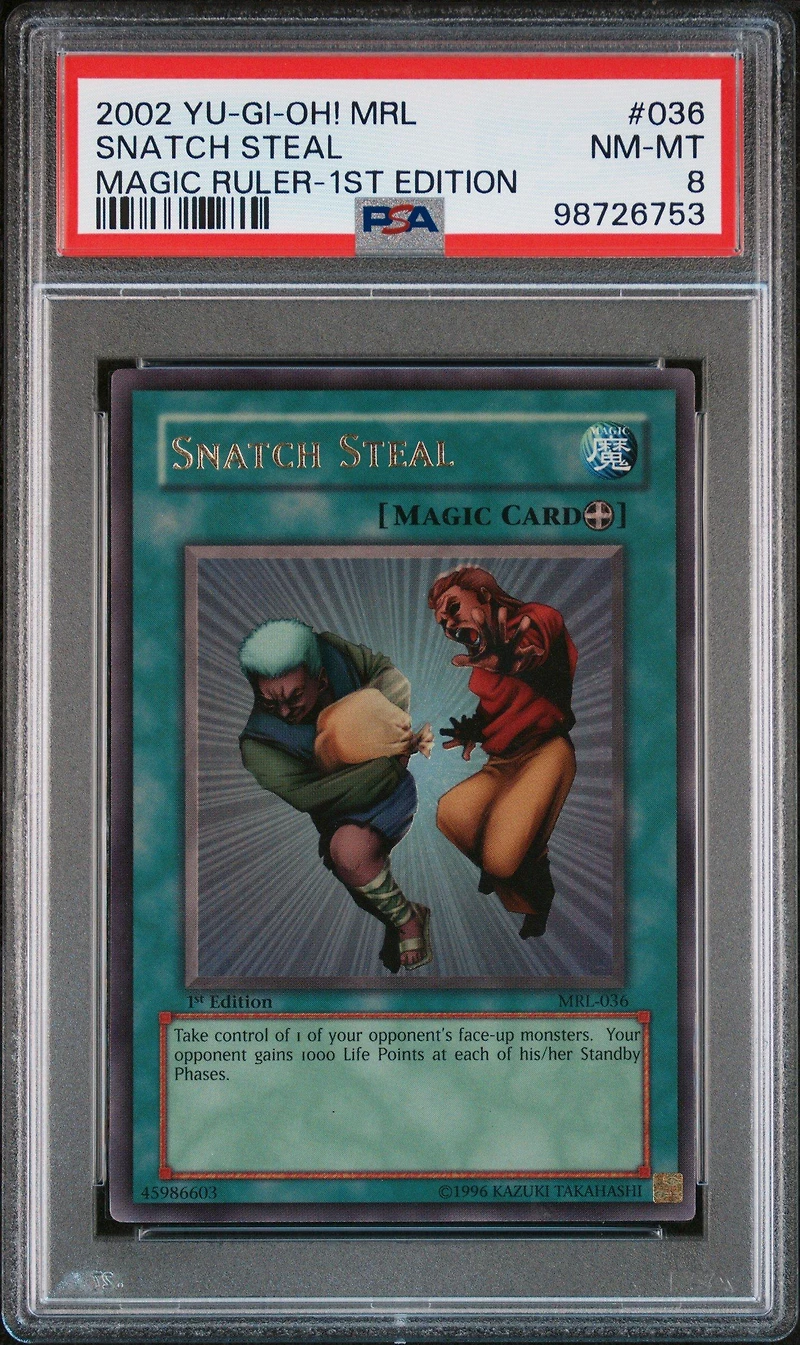 2002 Yu-gi-oh! Mrl-magic Ruler 036 Snatch Steal 1st Edition PSA 8