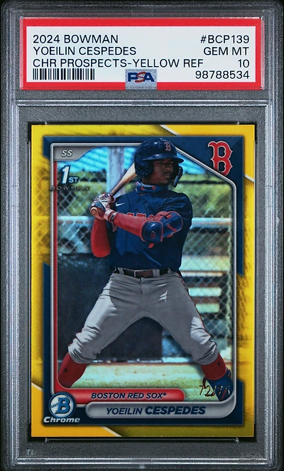 2024 Bowman Chrome Prospects Bcp139 Yoeilin Cespedes Yellow Refractor PSA 10