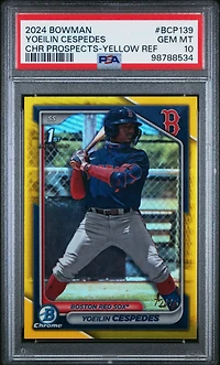 2024 Bowman Chrome Prospects Bcp139 Yoeilin Cespedes Yellow Refractor PSA 10