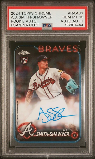 2024 Topps Chrome Rookie Autographs Raajs Aj Smith-shawver PSA 10