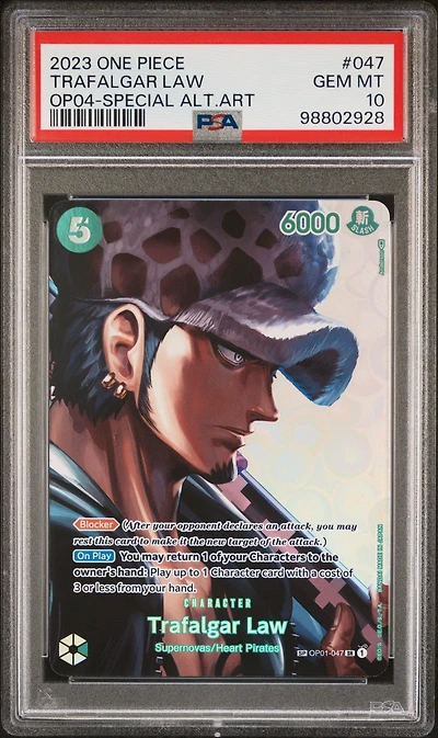 2023 One Piece Op04-kingdoms Of Intrigue 047 Trafalgar Law Special Alternate Art PSA 10
