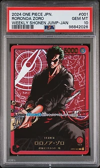 2024 One Piece Japanese Promos 001 Roronoa Zoro Weekly Shonen Jump-january PSA 10