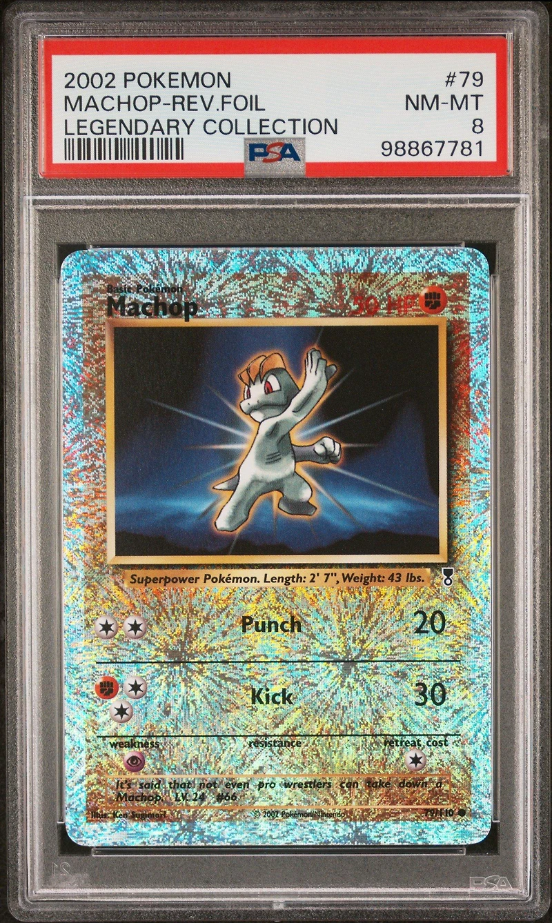 2002 Pokemon Legendary Collection 79 Machop-reverse Foil PSA 8