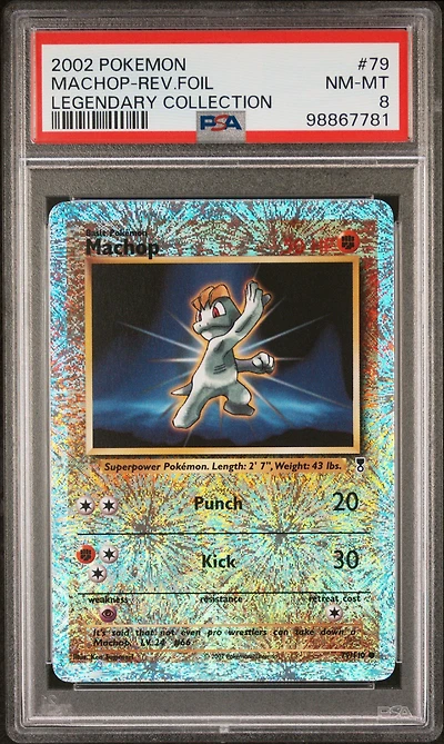 2002 Pokemon Legendary Collection 79 Machop-reverse Foil PSA 8
