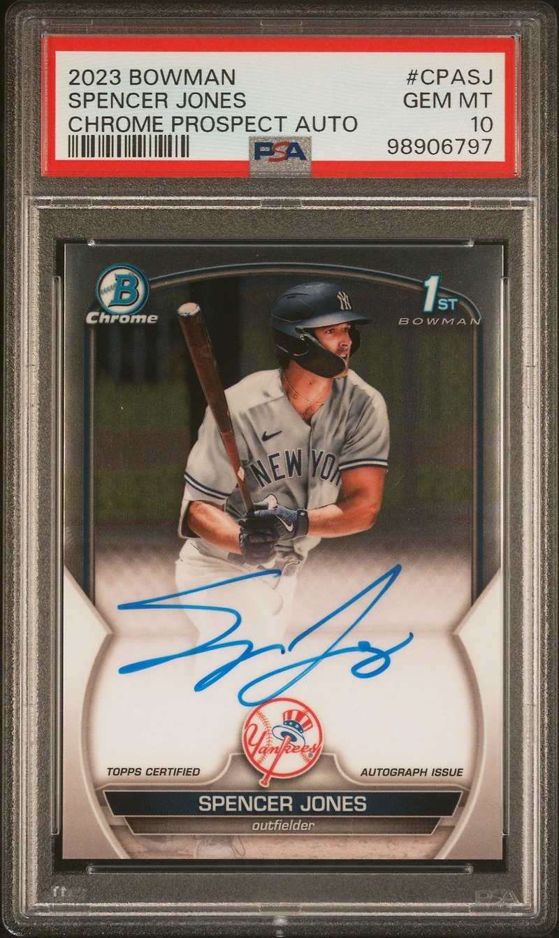 2023 Bowman Chrome Prospect Autographs Cpasj Spencer Jones PSA 10