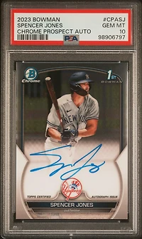 2023 Bowman Chrome Prospect Autographs Cpasj Spencer Jones PSA 10