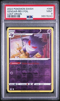 2022 Pokemon Sword & Shield Lost Origin 066 Gengar-reverse Foil PSA 9