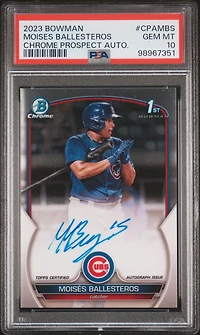 2023 Bowman Chrome Prospect Autographs Cpambs Moises Ballesteros PSA 10