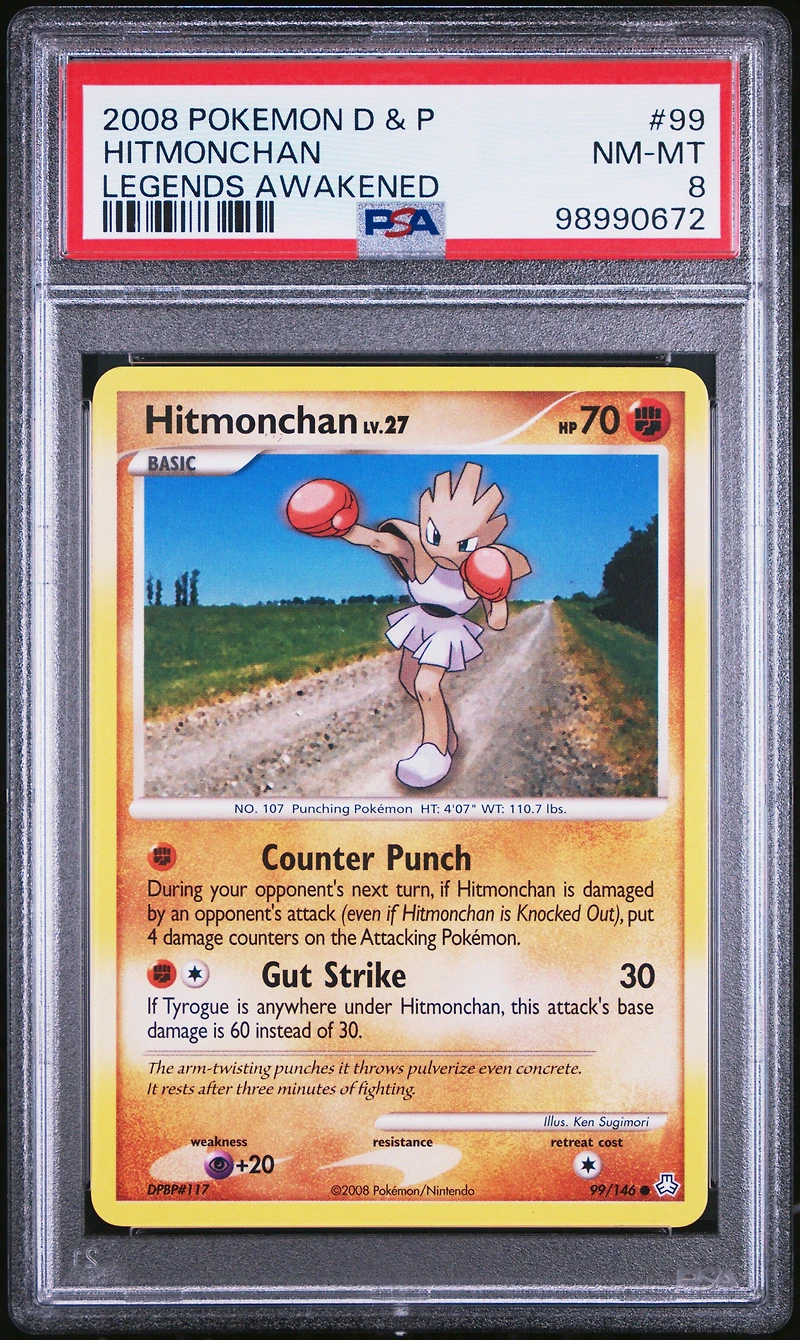 2008 Pokemon Diamond & Pearl Legends Awakened 99 Hitmonchan PSA 8