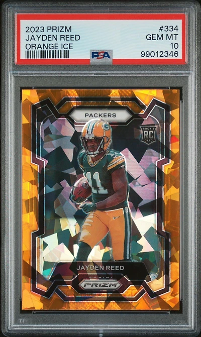 2023 Panini Prizm 334 Jayden Reed Orange Ice PSA 10