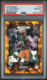 2023 Panini Prizm 334 Jayden Reed Orange Ice PSA 10