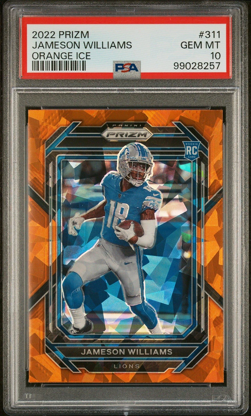 2022 Panini Prizm 311 Jameson Williams Orange Ice PSA 10
