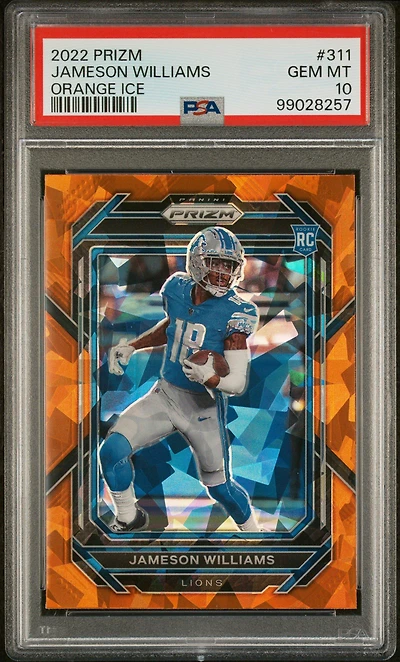 2022 Panini Prizm 311 Jameson Williams Orange Ice PSA 10