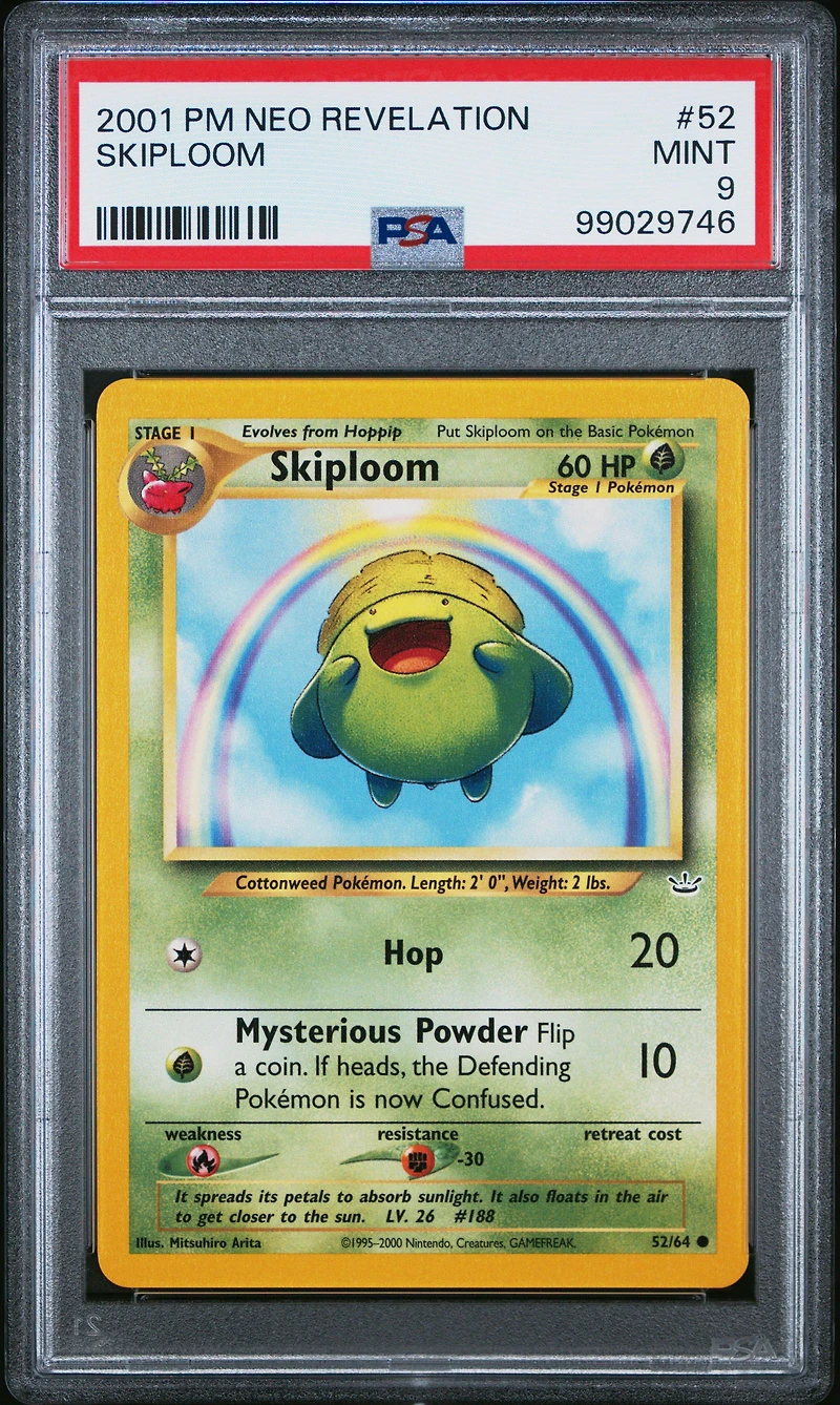 2001 Pokemon Neo Revelation 52 Skiploom PSA 9
