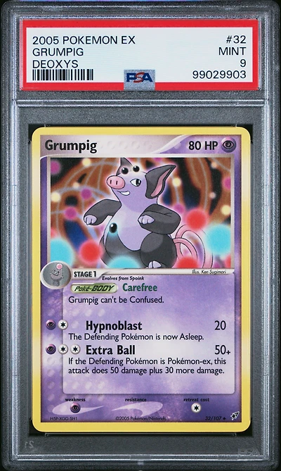 2005 Pokemon Ex Deoxys 32 Grumpig PSA 9