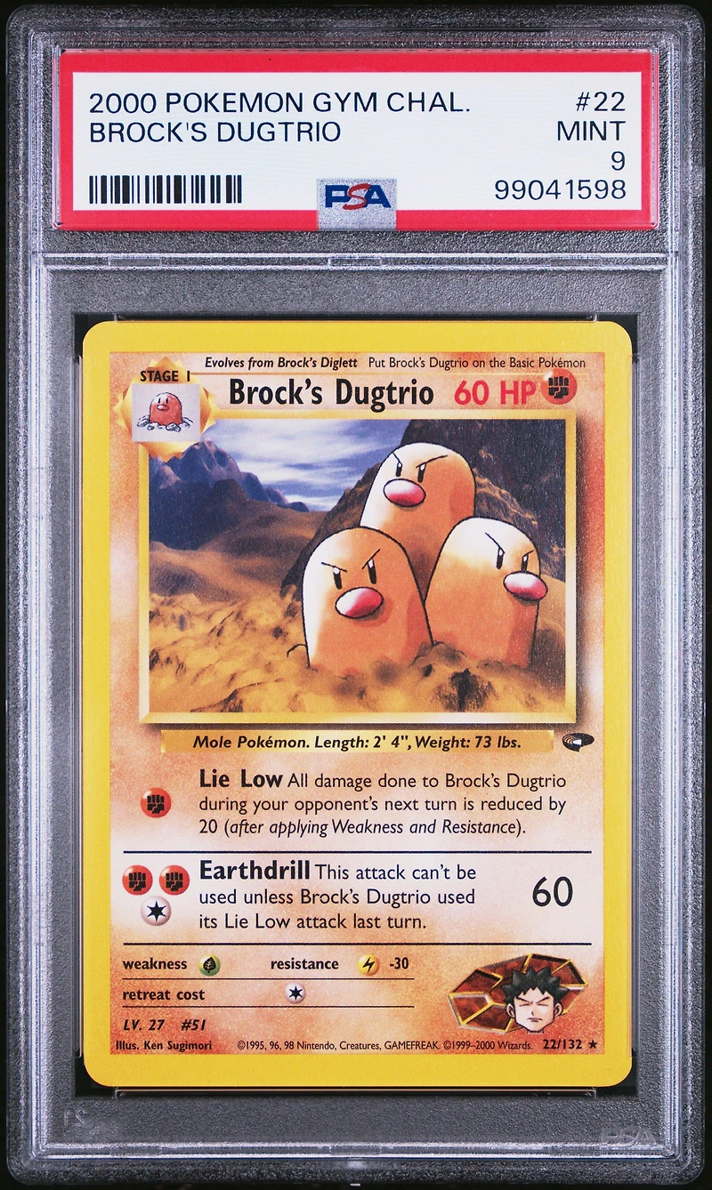 2000 Pokemon Gym Challenge 22 Brock's Dugtrio PSA 9