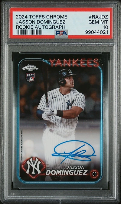 2024 Topps Chrome Rookie Autographs Rajdz Jasson Dominguez PSA 10