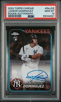 2024 Topps Chrome Rookie Autographs Rajdz Jasson Dominguez PSA 10