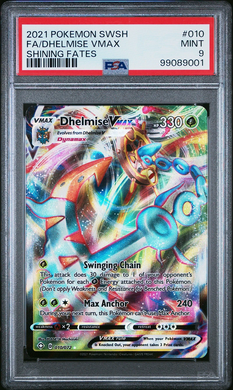 2021 Pokemon Sword & Shield Shining Fates 010 Full Art/dhelmise Vmax PSA 9