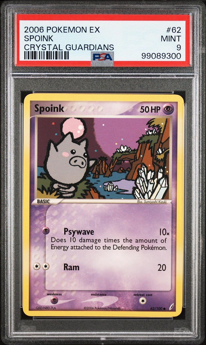 2006 Pokemon Ex Crystal Guardians 62 Spoink PSA 9