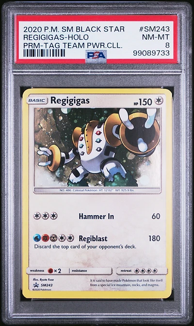 2020 Pokemon Sm Black Star Promo Sm243 Regigigas-holo Tag Team Powers Collection PSA 8