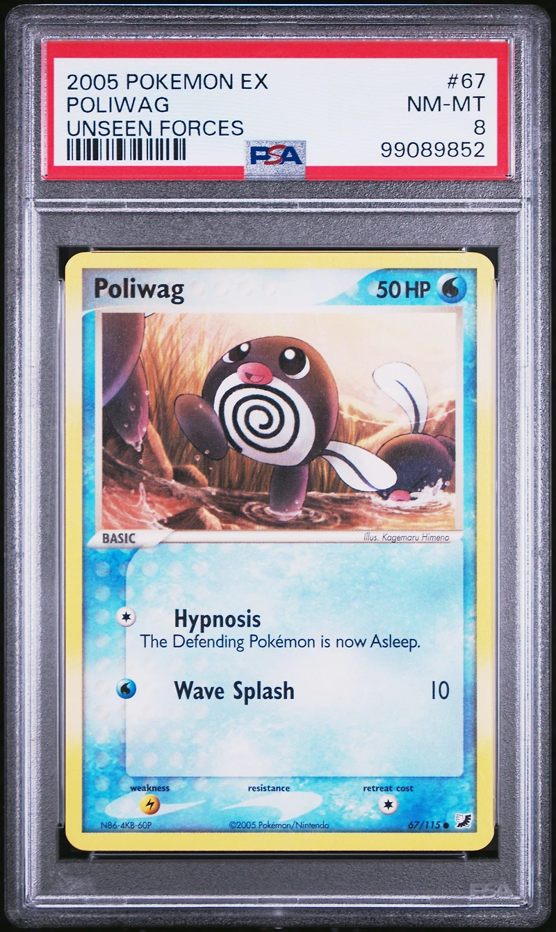 2005 Pokemon Ex Unseen Forces 67 Poliwag PSA 8