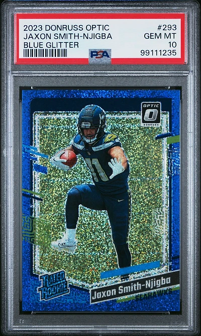 2023 Panini Donruss Optic 293 Jaxon Smith-njigba Blue Glitter PSA 10