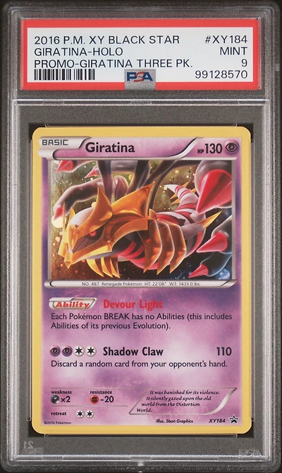 2016 Pokemon Xy Black Star Promo Xy184 Giratina-holo Giratina Three Pack PSA 9