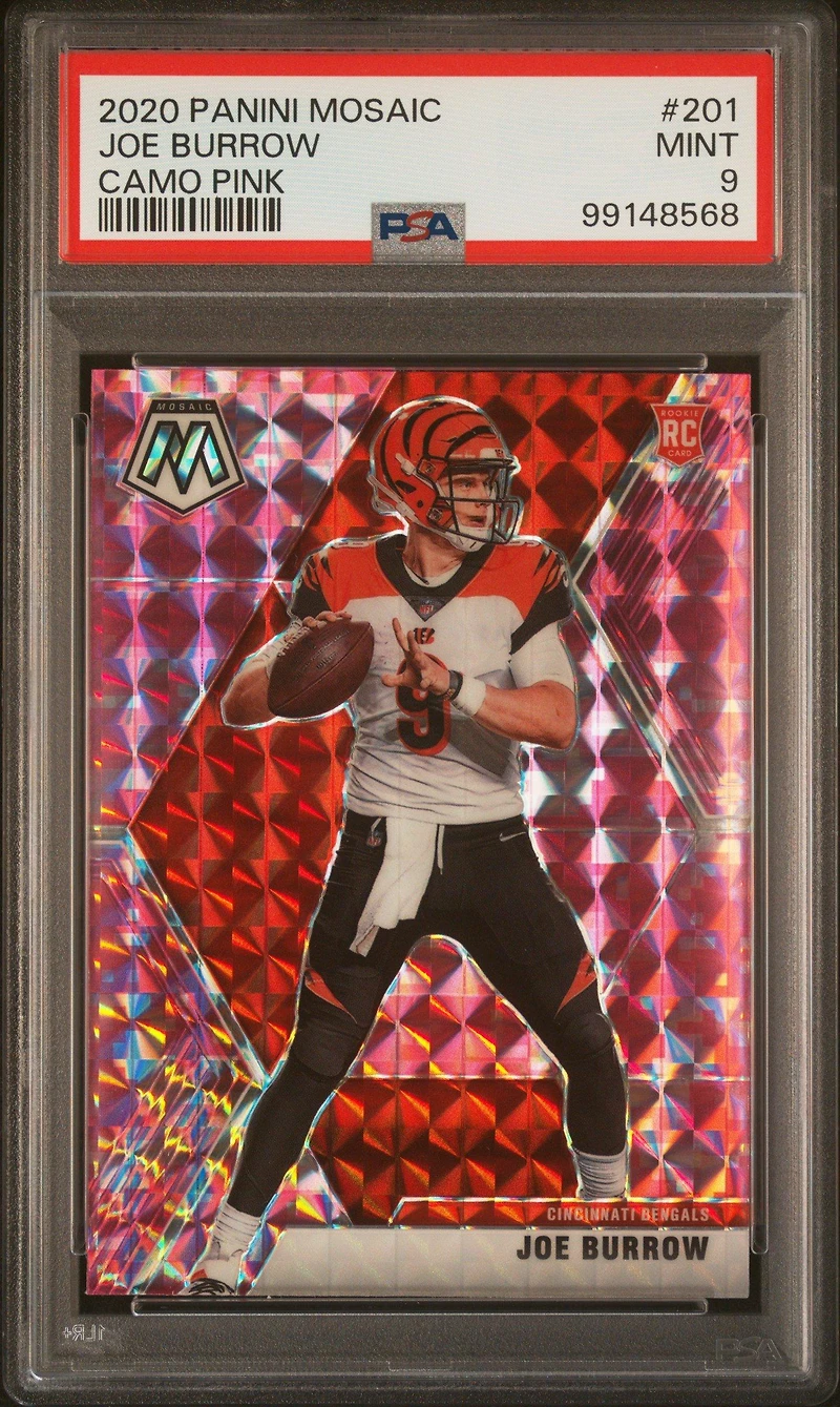 2020 Panini Mosaic 201 Joe Burrow Camo Pink PSA 9