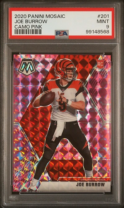 2020 Panini Mosaic 201 Joe Burrow Camo Pink PSA 9