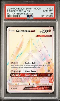 2018 Pokemon Sun & Moon Ultra Prism 162 Full Art/celesteela Gx Secret PSA 10